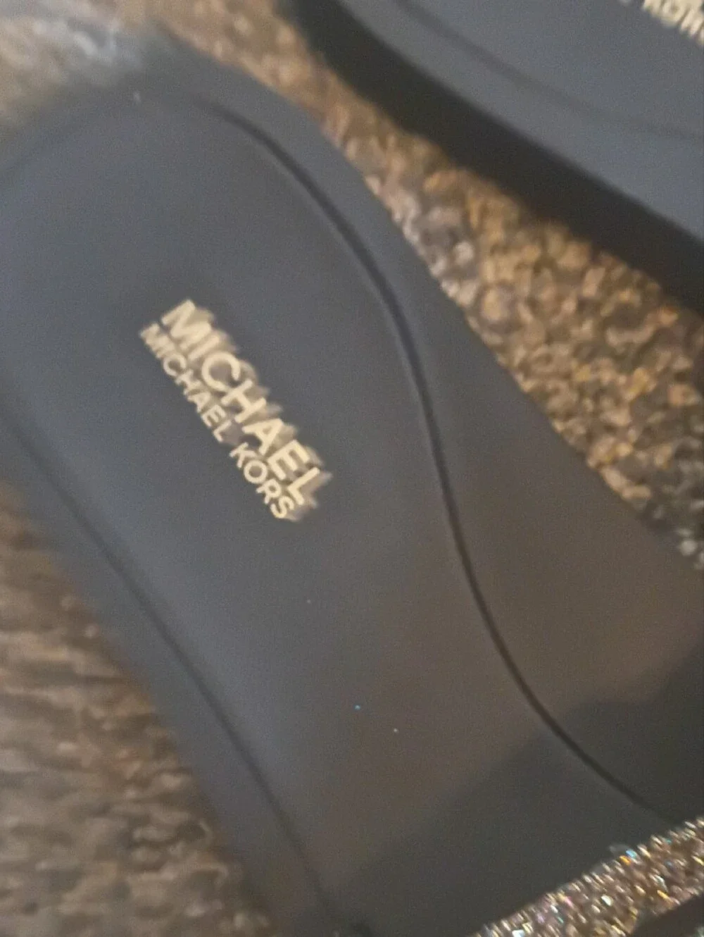 Michael Kors Black Slide Sandals with Gold MK Emblem